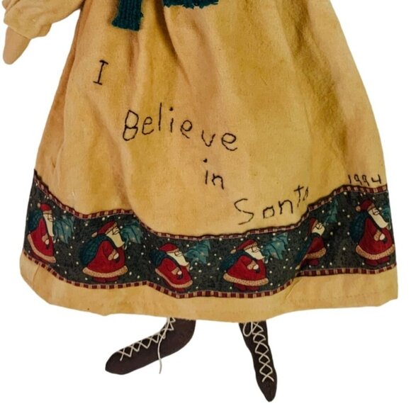 Primitive Christmas Angel Rag Doll Folk Art Handmade Signed VTG Rustic Country - Picture 6 of 16